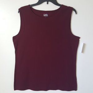 Croft & Barrow sleeveless shirt charming tank top Size L Large burgundy maroon